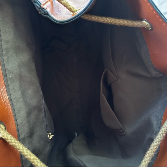 NWOT Brown Faux Leather Backpack - Picture 4 of 4